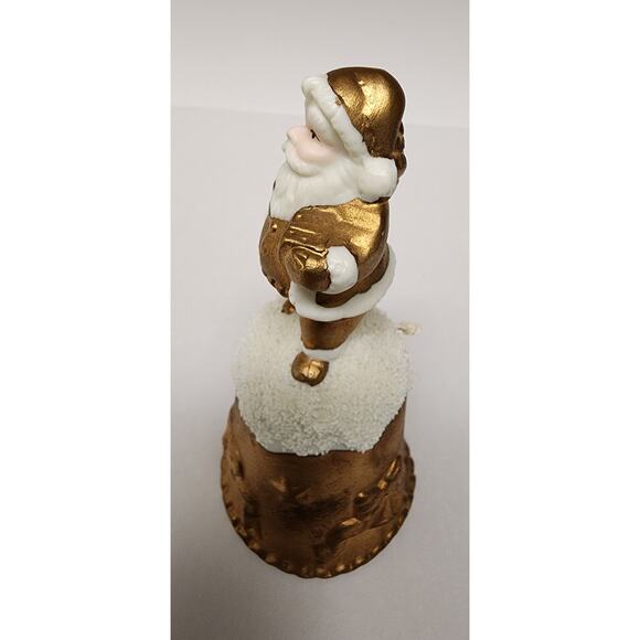 Vintage World Bazaars Inc. Holiday Collection Gold Suited Porcelain Santa Bell - Picture 7 of 10
